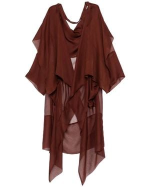 Alberta Ferretti Draped Sheer-Finish Coat - Brown