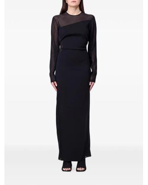 Stella McCartney Robe Longue À Manches Longues À Empiècement En Résille - Blue