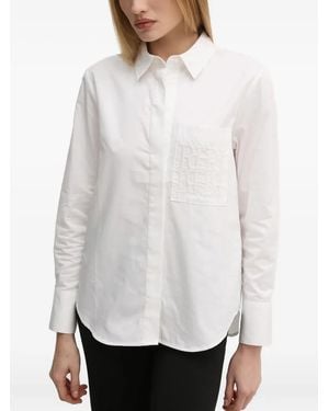 Pedro Del Hierro Madrid Camicia Con Logo Ricamato E Tasca - Bianco