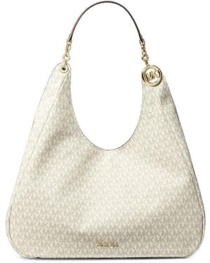 Michael Kors Große Ellie Signature Schultertasche - Weiß