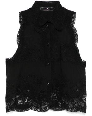 Ermanno Scervino Floral Lace Appliqué Shirt - Black