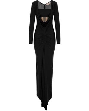 V:PM ATELIER Donna Draped Cutout Maxi Dress - Black