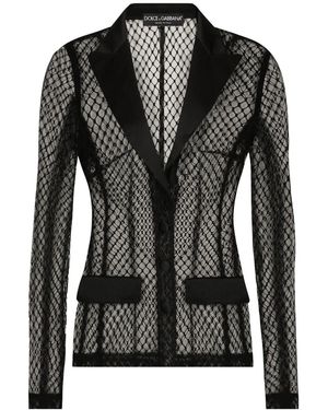 Dolce & Gabbana Single-Breasted Mesh Dolce Tuxedo Jacket - Black