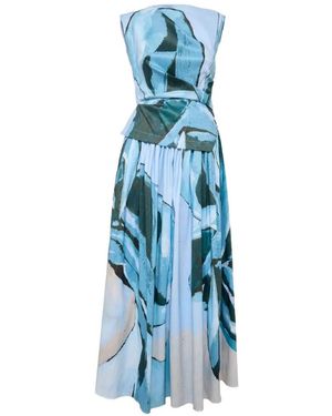 Acler Robaker Abstract-Print Maxi Dress - Blue