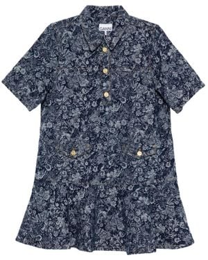 Ganni Buttoned floral dress - Blau
