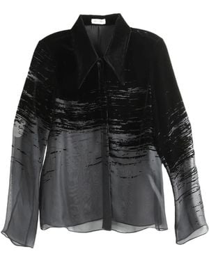 GRACE LING Glitch-Patterned Long-Sleeved Top - Black