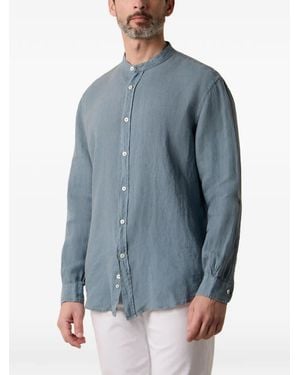 Brooks Brothers Stand Collar Linen Shirt - Blue