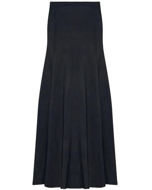 Another Tomorrow Seamed Knit Flare Midi Skirt - Blue