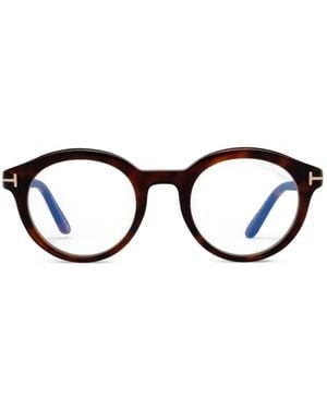 Tom Ford Tortoiseshell-Effect Round-Frame Glasses - Black
