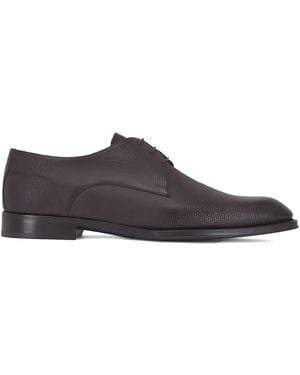 Di Bianco Cardano Grained Lace-Up Derby Shoes - Brown