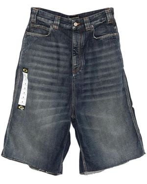 Balenciaga Pantalones Vaqueros Cortos Con Dobladillo Deshilachado - Azul