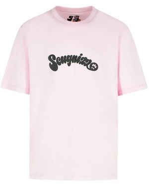 Barrow Geripptes T-Shirt Mit Print - Pink