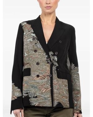 Ibrigu Abrigo estampado con doble botonadura - Negro