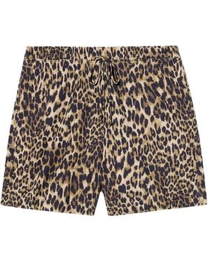 Nili Lotan Drawstring Leopard-Print Shorts - White