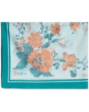 Erdem Floral-Print Cotton Pareo - Blue