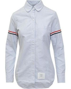 Thom Browne University Stripe Armband Oxford Shirt - Blue