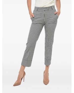 Ql2 Gingham Turn-Up Cropped Pants - Grey