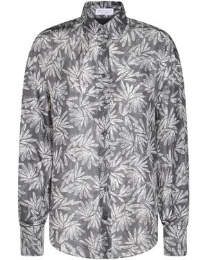 Brunello Cucinelli Floral-Print Shirt - Grey