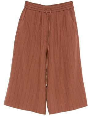 Alysi Pinstripe Drawstring Shorts - Brown