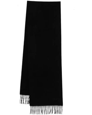 Mulberry Cashmere Fringed Scarf - Black