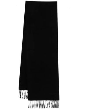 Mulberry Cashmere Fringed Scarf - Black