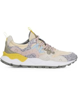 Flower Mountain Yamano Leopard-Print Trainers - White