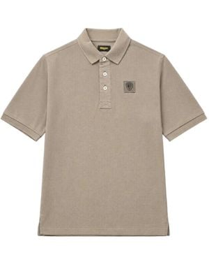 Blauer Polo Con Parche Del Logo - Gris