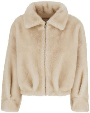 VALENTINI 1972 Faux-Fur Zip-Up Jacket - Natural