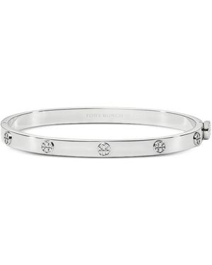 Tory Burch Pulsera Fina Icon Con Bisagra - Blanco