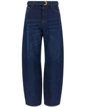 Twinset Vaqueros Barrel Ajustados Con Cinturón - Azul