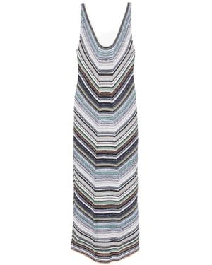 Missoni Robe Longue Sans Manches À Chevrons - White