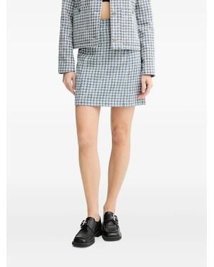 Paul Smith Houndstooth Belted Mini Skirt - Blue
