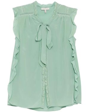 Shiatzy Chen Lace Chiffon Halter Top - Green