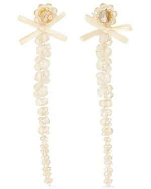 Simone Rocha Pendientes Petite Bow Drip - Blanco