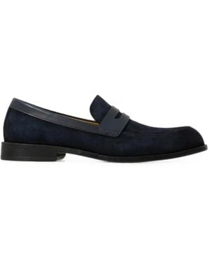BOSS Loafer Aus Wildleder Mit Lederbesatz - Blau