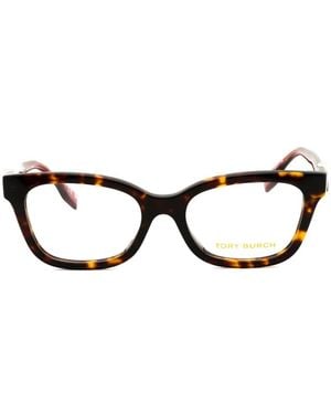Tory Burch Tortoiseshell-Effect Rectangle-Frame Glasses - Black