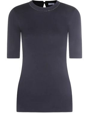 Brunello Cucinelli Jewel Crewneck Top - Blue