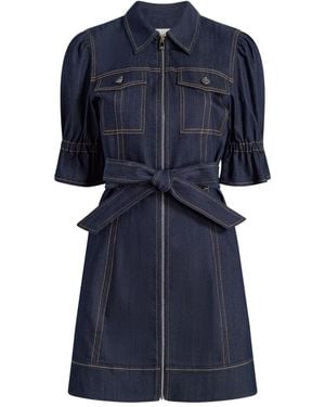 Cinq À Sept Holly Denim Puff-Sleeve Mini Dress - Blue