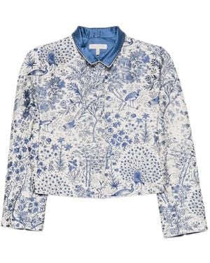 Shiatzy Chen Scape-Of-Curve Cropped Jacket - Blue