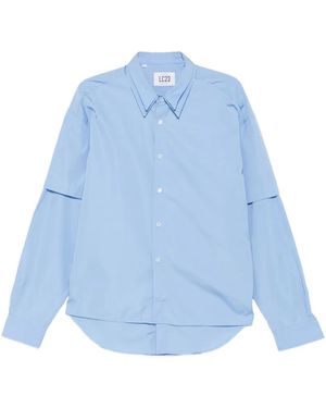 LC23 Layered-Sleeve Button-Up Shirt - Blue