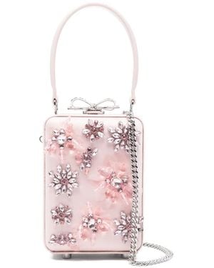 Self-Portrait Bolso Shopper Con Apliques Florales - Rosa