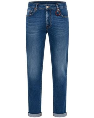 Sartoria Tramarossa Vaqueros Brando Con Parche Del Logo Y Efecto Desgastado - Azul