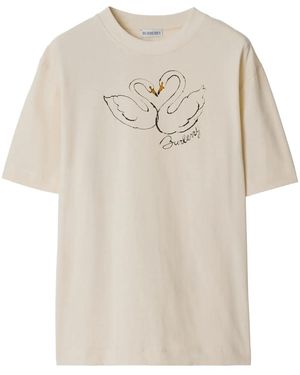 Burberry Swan Cotton T-Shirt - Natural