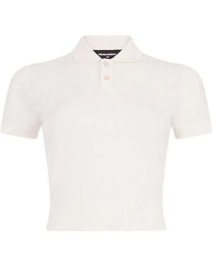 DSquared² Cropped Knit Polo Shirt - White