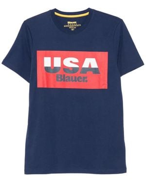Blauer Logo-Print Cotton T-Shirt - Blue