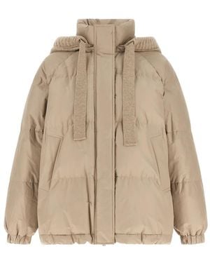 Brunello Cucinelli Quilted Cashmere-Hood Down Jacket - Natural