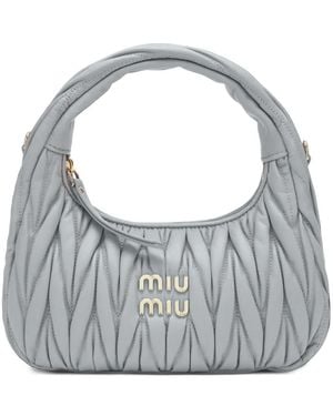 Miu Miu Sac Porté Épaule Wander En Cuir Nappa Matelassé - Gris