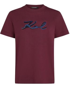 Karl Lagerfeld T-Shirt Mit Pailletten-Logo - Rot