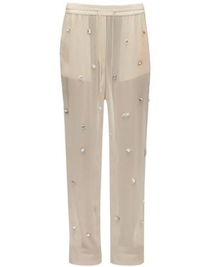 3.1 Phillip Lim Gem-Embellished Chiffon Trousers - Natural