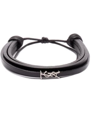 Saint Laurent Logo-Plaque Bracelet - White